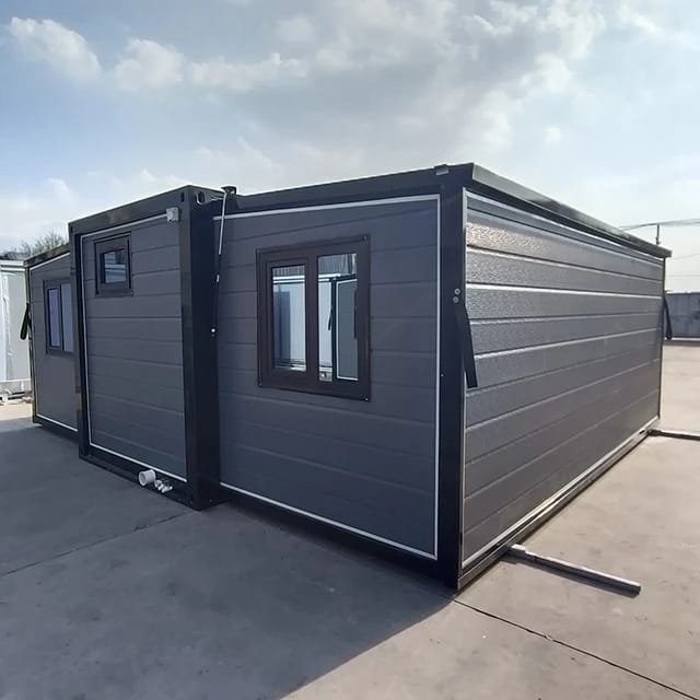 20FT Modular Compact Living Unit with Bedroom, Bathroom, and Kitchen - Collapsible Steel Frame Container Home for Adult Residence.