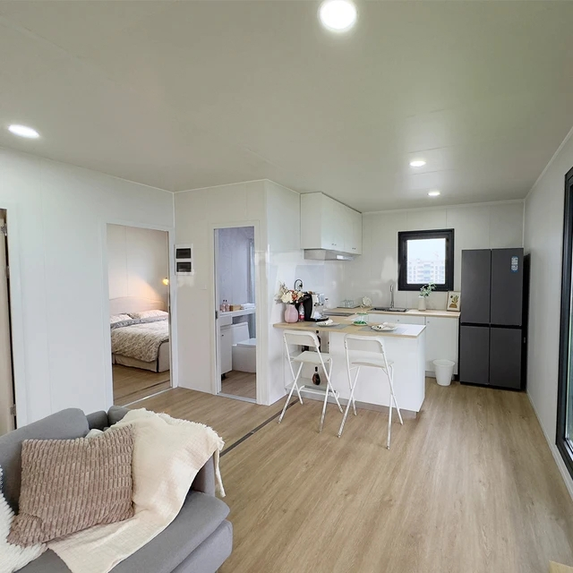SmartSpace 2-Bedroom Prefab Tiny House with Porch – Modern Modular Home with Kitchen, Bathroom, and Living Area
