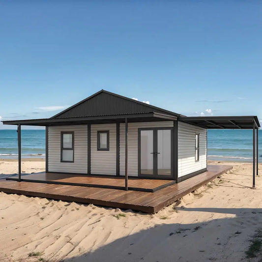 SmartSpace 2-Bedroom Prefab Tiny House with Porch – Modern Modular Home with Kitchen, Bathroom, and Living Area